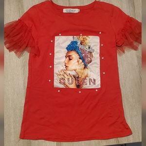 Ruffled sleeve shirt